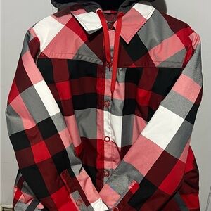 Under Armour Red, Black, and Gray Hooded Jacket.